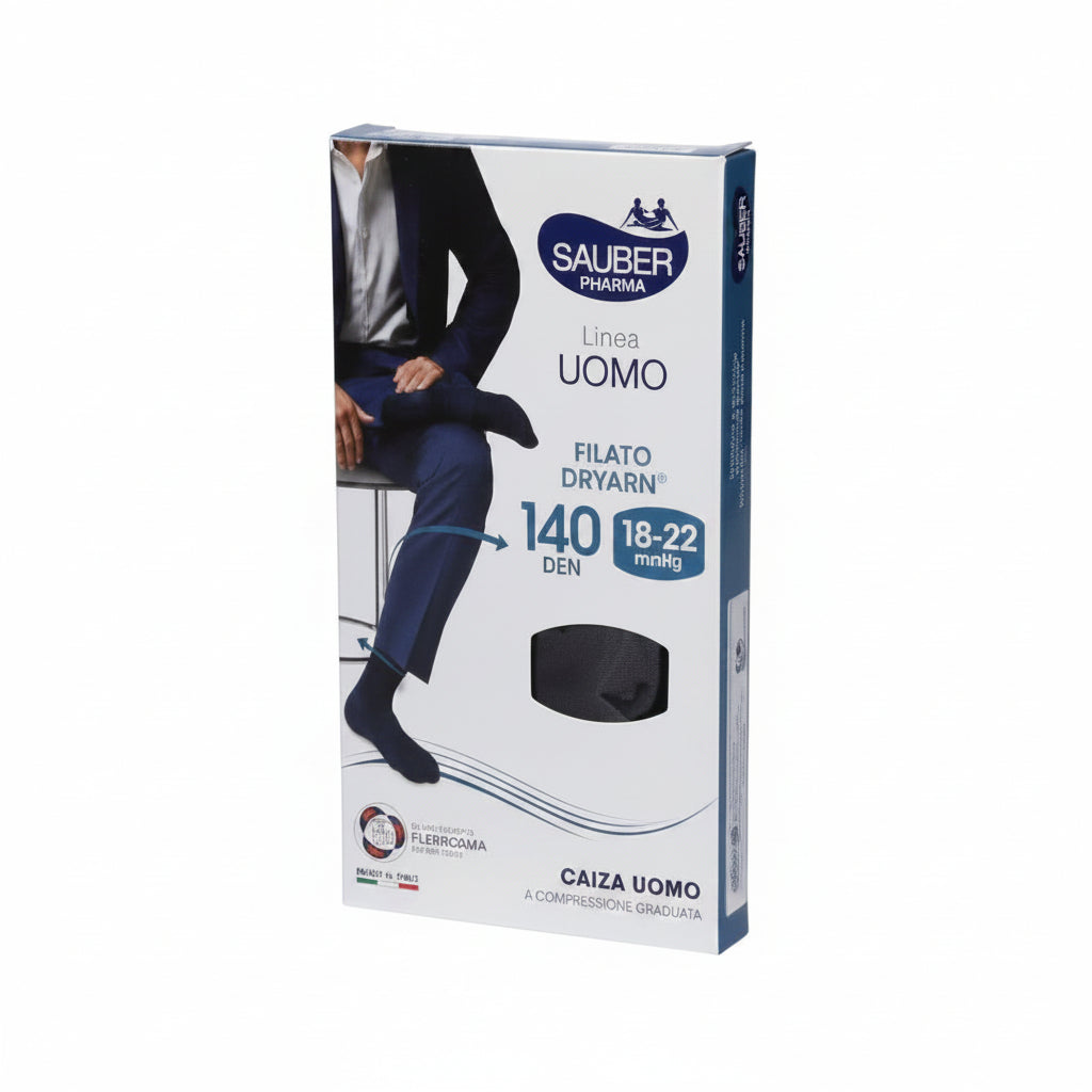 Sauber Uomo Calza Filato dryarn 140Den 18-22mmhg Nero taglia S/M