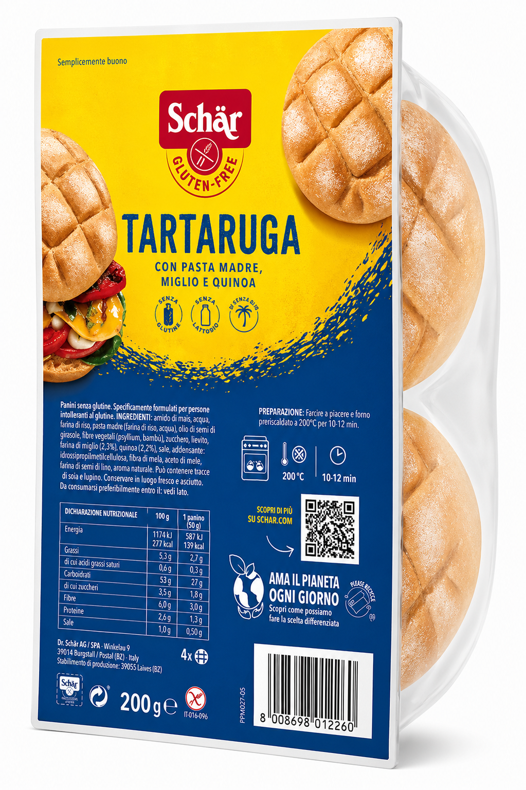 Schar tartaruga panino senza glutine 4x50g
