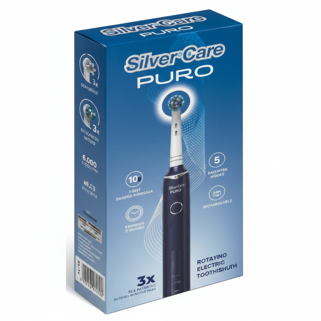Silver Care PURO Spazzolino elettrico +3testine