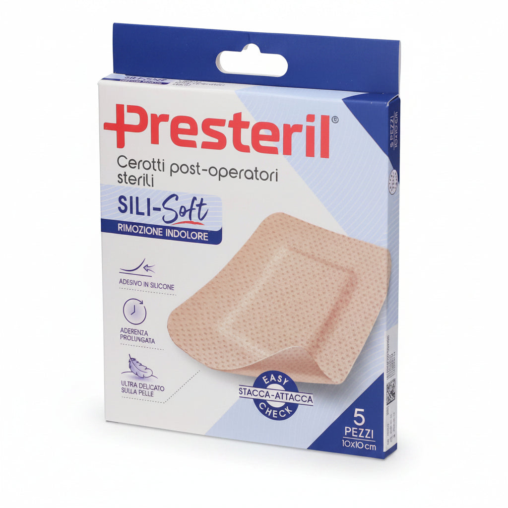 Presteril Cerotti Post-Operatori Sili-Soft 10x10cm 5pz