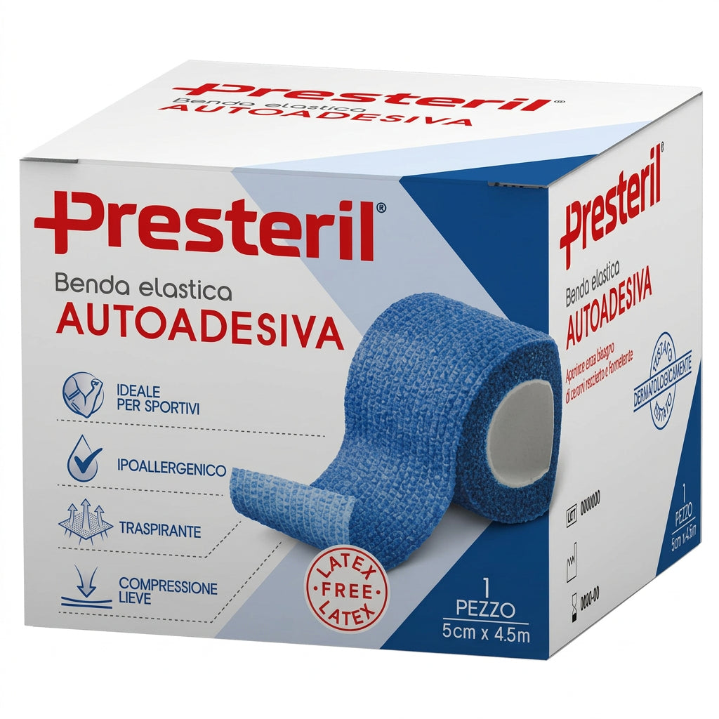 Presteril Benda Elastica Autoadesiva 5cm x 4,5m Colore Blu
