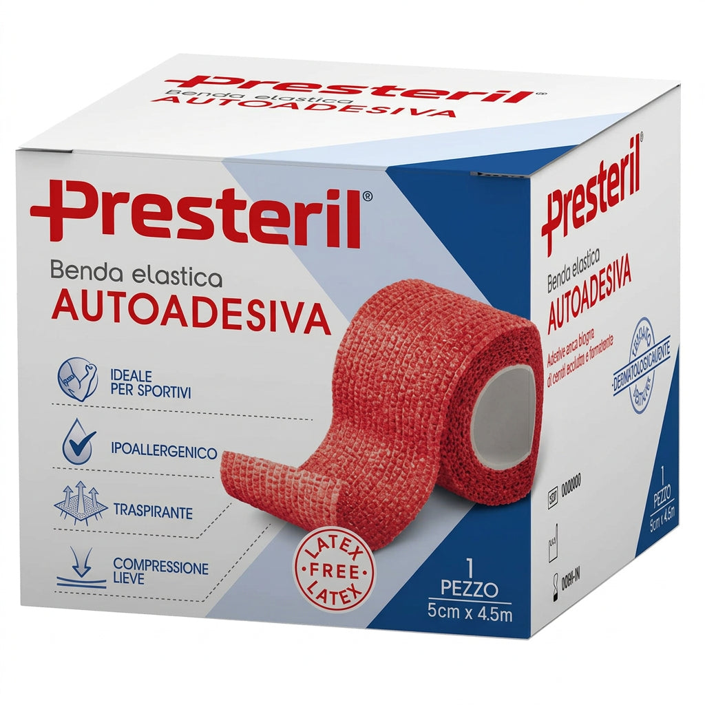 Presteril Benda Elastica Autoadesiva 5cmx4.5m Rosso