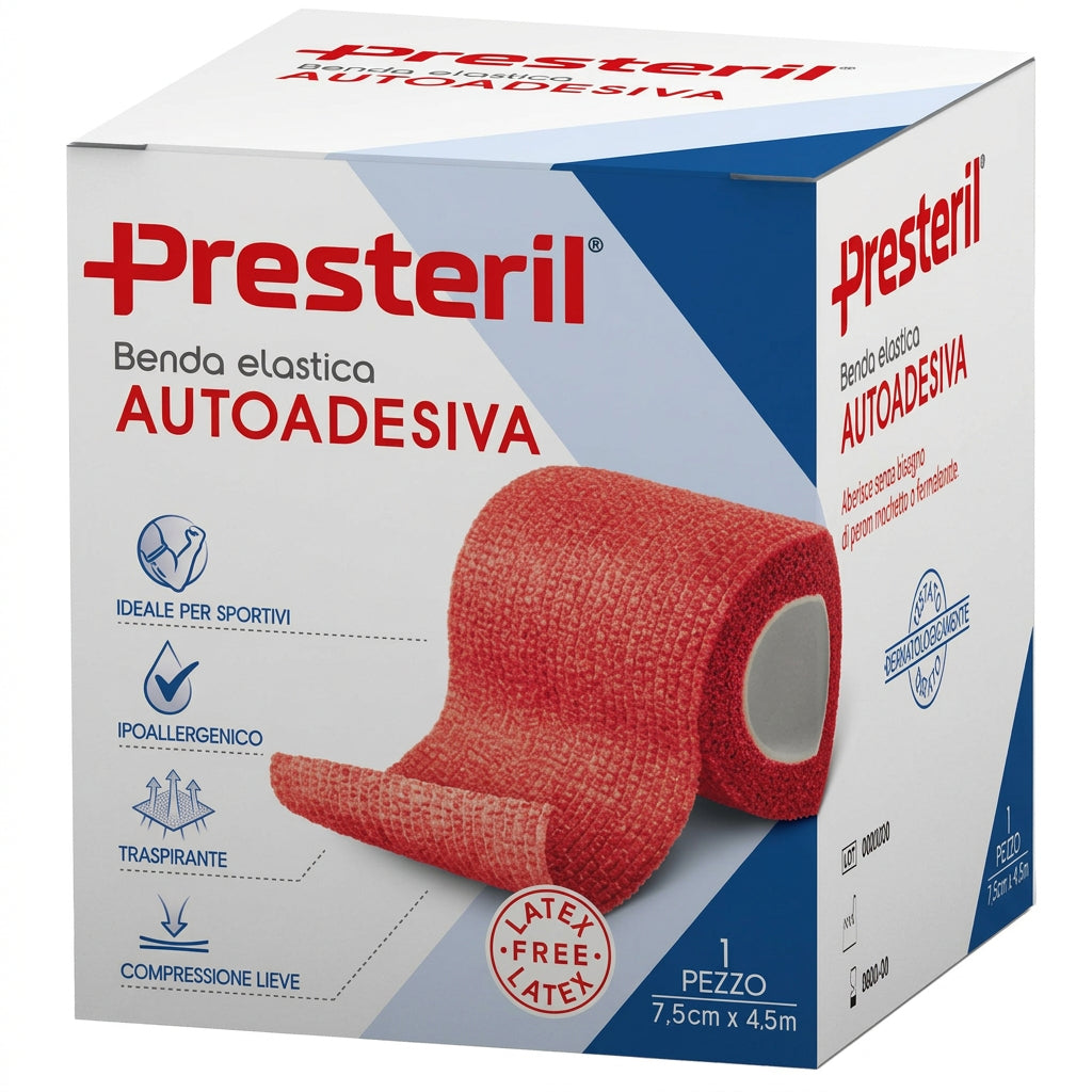 Presteril Benda Elastica Autoadesiva 7,5cm x 4,5m Rosso
