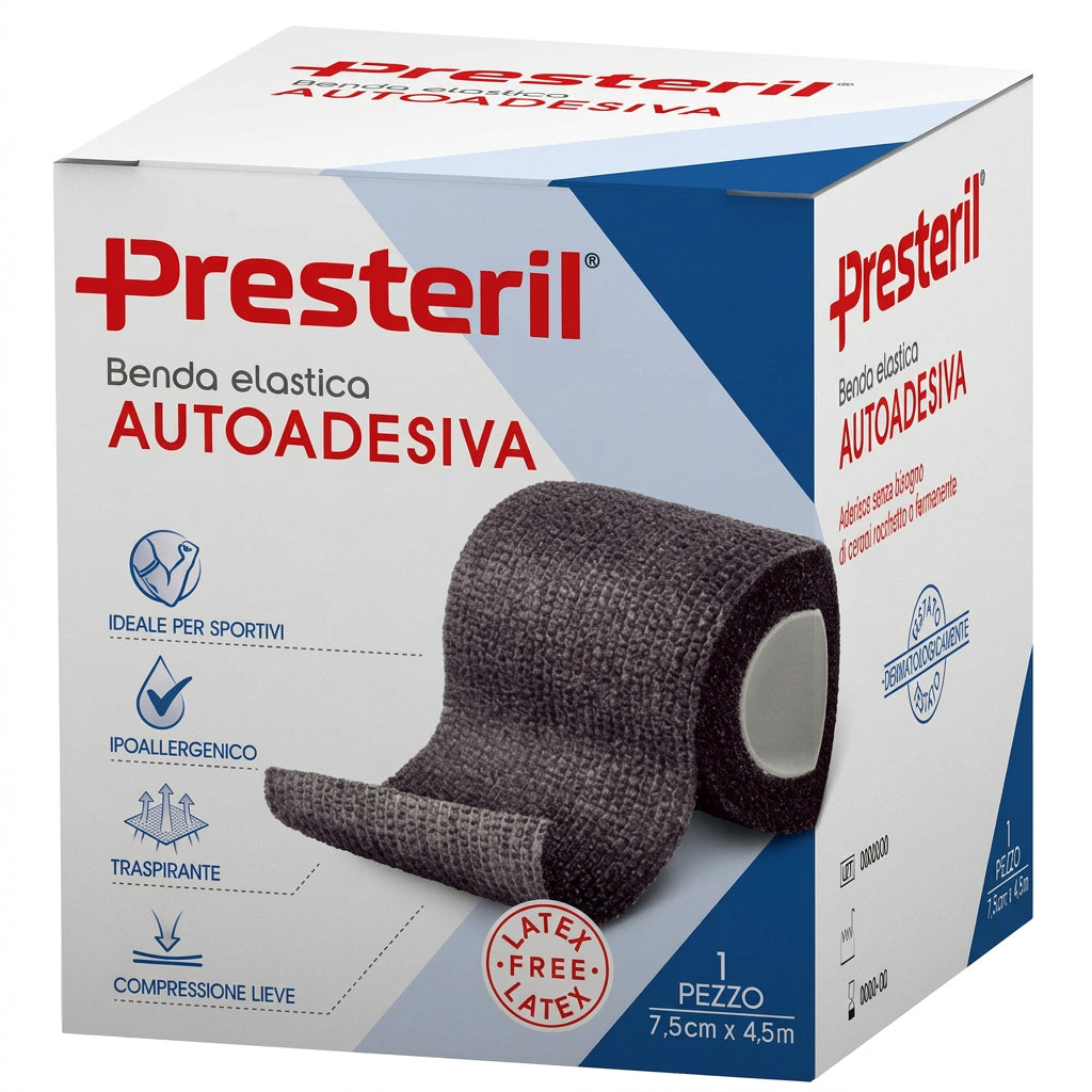 Presteril Benda Elastica Autoadesiva 7,5 cm × 4,5 m 1pz Nero