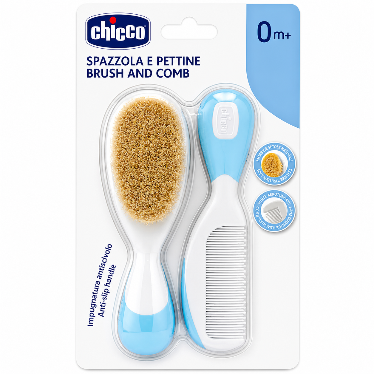 Chicco spazzola e pettine azzurro 0M+
