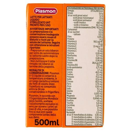 Plasmon stage latte per lattanti 0-12 500ml