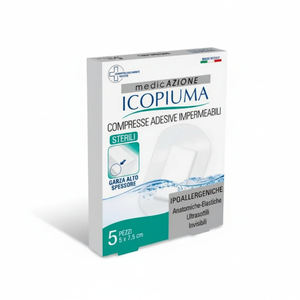 Icopiuma Compresse Adesive Sterili Impermeabili Ipoallergeniche 5x7.5cm 5pz