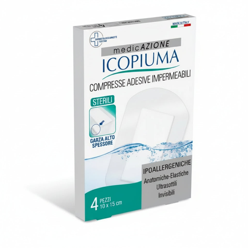 Icopiuma Compresse Adesive Impermeabili Ipoallergeniche Sterili 10x15cm 4pz