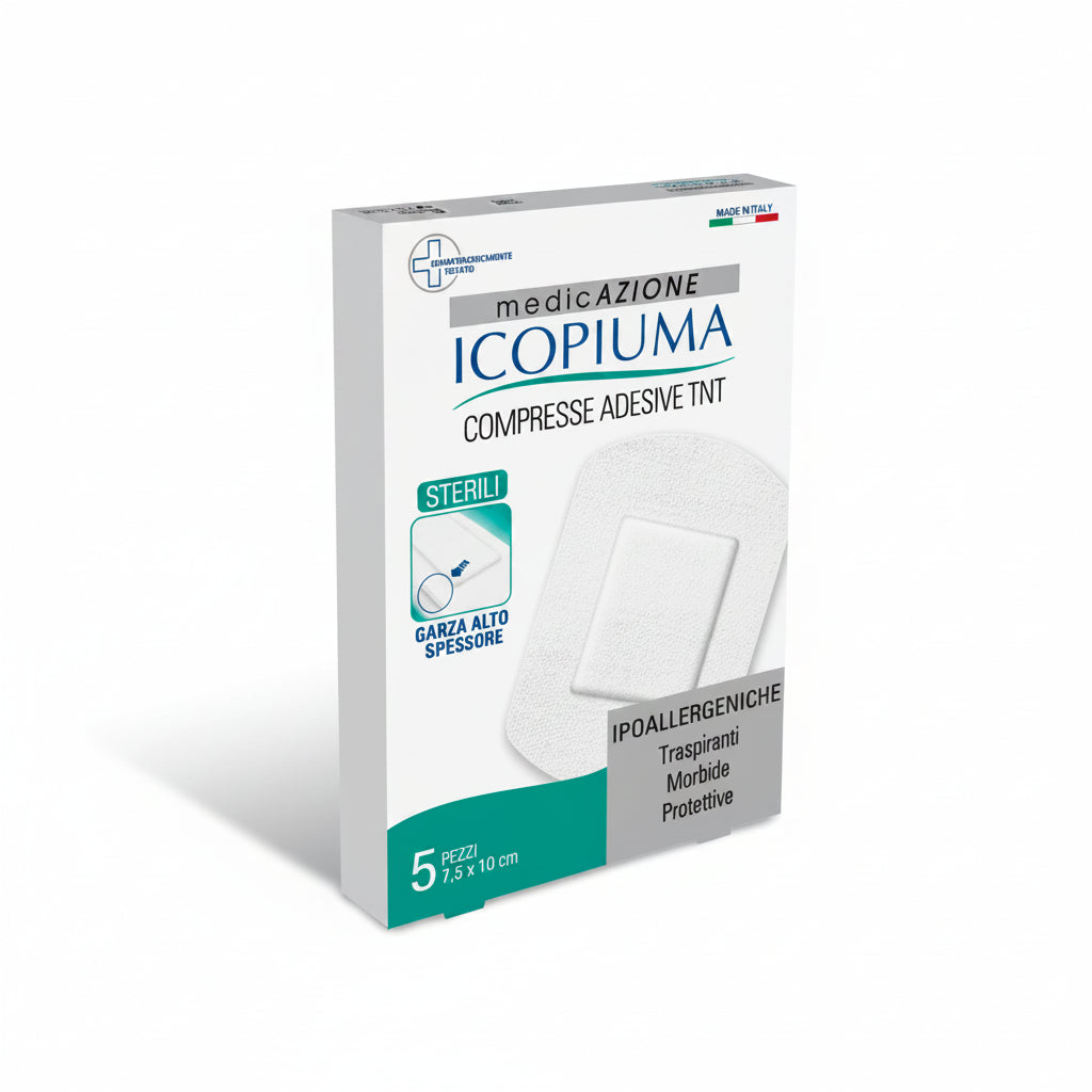 Icopiuma Compresse Adesive in TNT Ipoallergeniche Sterili 7.5x10cm 5pz
