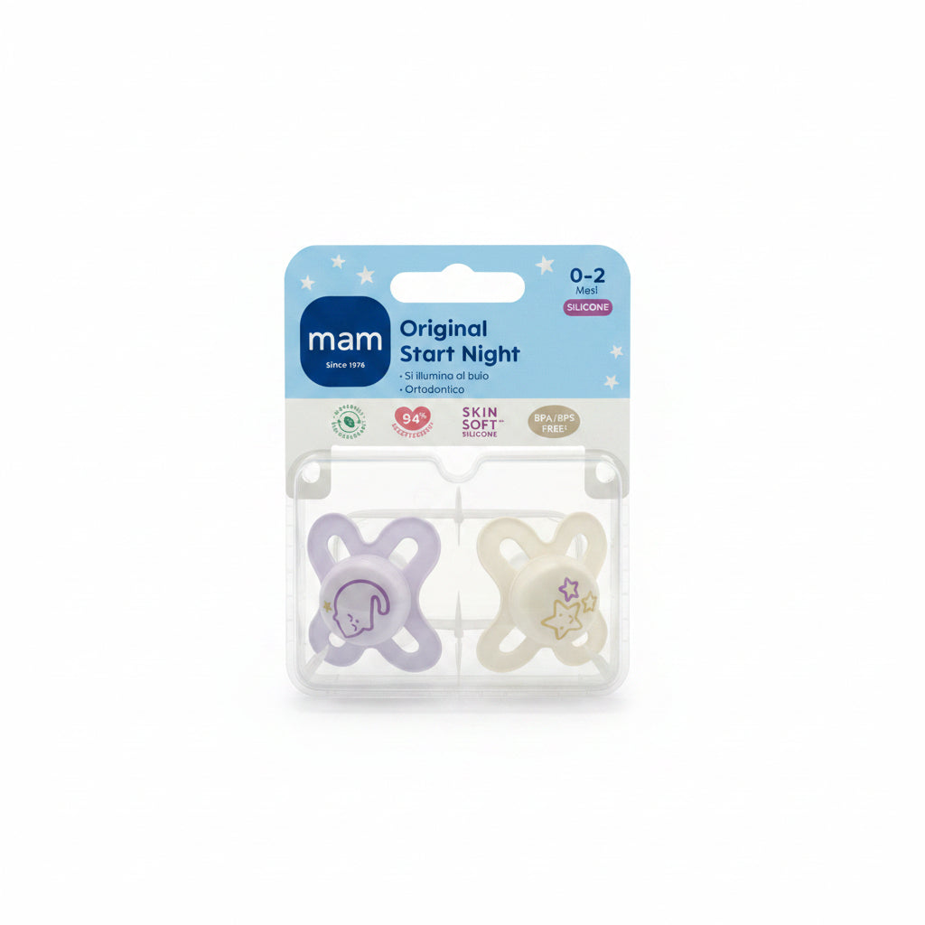 MAM Succhietto Orifinal Start Night Silicone 0-2M 2pz